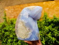Polished Blue Lace Agate Standing Free Form x 1 From Malawi - Toprock Gemstones and Minerals