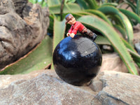 Polished Black Tourmaline Spheres x 3 From Madagascar - Toprock Gemstones and Minerals
