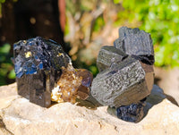 Natural Schorl Black Tourmaline Specimens x 12 From Namibia - Toprock Gemstones and Minerals