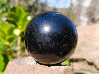 Polished Black Tourmaline Spheres x 2 From Madagascar - Toprock Gemstones and Minerals