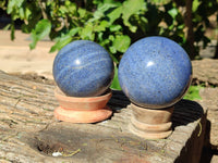 Polished Lazulite Spheres x 3 From Madagascar - Toprock Gemstones and Minerals