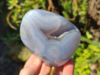 Polished Blue Lace Agate Standing Free Forms x 2 From Nsanje, Malawi - Toprock Gemstones and Minerals