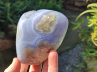 Polished Blue Lace Agate Standing Free Forms x 2 From Nsanje, Malawi - Toprock Gemstones and Minerals