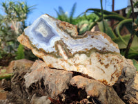 Polished On One Side 'Crazy Lace' Blue Lace Agate x 3 From Namibia - Toprock Gemstones and Minerals