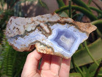Polished On One Side 'Crazy Lace' Blue Lace Agate x 3 From Namibia - Toprock Gemstones and Minerals