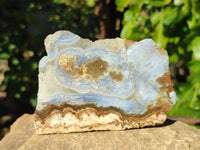Polished On One Side 'Crazy Lace' Blue Lace Agate x 3 From Namibia - Toprock Gemstones and Minerals