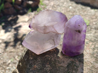 Polished Window Amethyst Crystals x 6 From Madagascar - Toprock Gemstones and Minerals