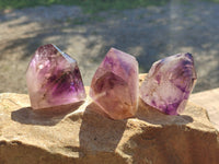 Polished Window Amethyst Crystals x 6 From Madagascar - Toprock Gemstones and Minerals