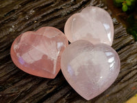 Polished Rose Quartz Hearts x 6 From Madagascar - Toprock Gemstones and Minerals