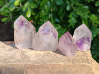 Polished Window Amethyst Crystals x 12 From Madagascar - Toprock Gemstones and Minerals