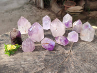 Polished Window Amethyst Crystals x 12 From Madagascar - Toprock Gemstones and Minerals