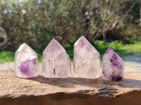 Polished Window Amethyst Crystals x 12 From Madagascar - Toprock Gemstones and Minerals