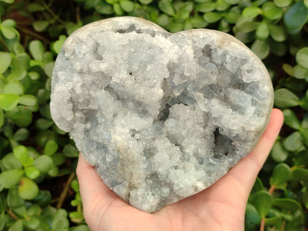 Polished Celestite Geode Heart x From Sakoany, Madagascar