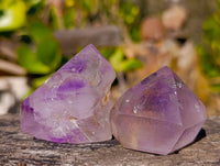 Polished Window Amethyst Crystals x 12 From Madagascar - Toprock Gemstones and Minerals