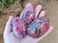 Polished Rhodonite Palm Stones x 6 From Rhusinga, Zimbabwe - Toprock Gemstones and Minerals