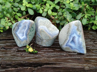 Polished Blue Lace Agate Stranding Free Forms x 3 From Malawi - Toprock Gemstones and Minerals