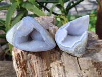 Polished Blue Lace Agate Standing Free Forms x 6 From Malawi - Toprock Gemstones and Minerals