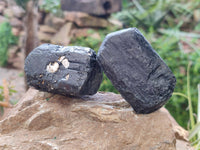 Natural Schorl Black Tourmaline Specimens x 12 From Zimbabwe - Toprock Gemstones and Minerals