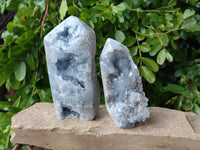 Polished Celestite Points x 2 From Sakoany, Madagascar - Toprock Gemstones and Minerals
