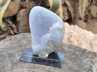 Polished Blue Lace Agate Standing Free Forms x 3 From Malawi - Toprock Gemstones and Minerals