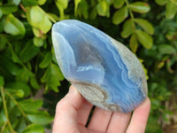 Polished Blue Lace Agate Standing Free Forms x 3 From Malawi - Toprock Gemstones and Minerals
