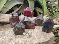 Polished Bastite Dragon Bloodstone Points x 6 From South Africa - Toprock Gemstones and Minerals