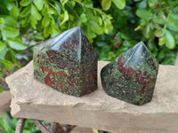 Polished Bastite Dragon Bloodstone Points x 6 From South Africa - Toprock Gemstones and Minerals