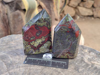 Polished Bastite Dragon Bloodstone Points x 6 From South Africa - Toprock Gemstones and Minerals