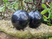 Polished Black Basalt Spheres x 3 From Antsirabe, Madagascar - Toprock Gemstones and Minerals
