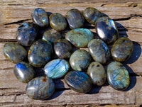 Polished Labradorite Palm Stones x 20 From Tulear, Madagascar - Toprock Gemstones and Minerals