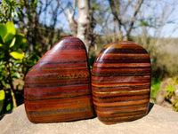 Polished Tiger Iron Jasper Standing Free Forms x 3 From South Africa - Toprock Gemstones and Minerals
