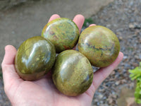 Polished Green Opal Palm Stones x 12 From Madagascar - Toprock Gemstones and Minerals