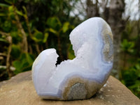 Polished Blue Lace Agate Standing Free Forms x 2 From Malawi - Toprock Gemstones and Minerals