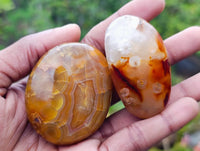 Polished Carnelian Agate Palm Stones x 24 From Madagascar - Toprock Gemstones and Minerals