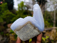 Polished Blue Lace Agate Standing Free Forms x 2 From Malawi - Toprock Gemstones and Minerals