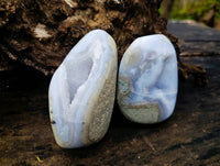 Polished Blue Lace Agate Standing Free Forms x 6 From Malawi - Toprock Gemstones and Minerals