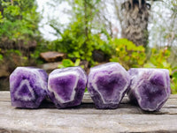 Polished Chevron Amethyst Crystals x 4 From Zambia - Toprock Gemstones and Minerals