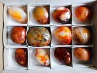 Polished Carnelian Agate Palm Stones x 12 From Madagascar - Toprock Gemstones and Minerals