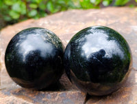 Polished Black Tourmaline Spheres x 3 From Madagascar - Toprock Gemstones and Minerals