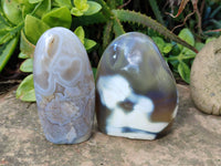 Polished Banded Agate Standing Free Forms x 3 From Madagascar - Toprock Gemstones and Minerals