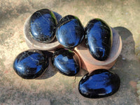 Polished Black Tourmaline Palm Stones x 20 From Madagascar - Toprock Gemstones and Minerals