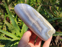 Polished Blue Lace Agate Standing Free Forms x 2 From Malawi - Toprock Gemstones and Minerals