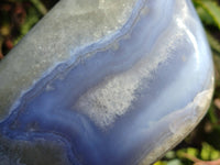 Polished Blue Lace Agate Standing Free Forms x 2 From Malawi - Toprock Gemstones and Minerals