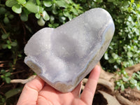 Polished Blue Lace Agate Standing Free Forms x 2 From Malawi - Toprock Gemstones and Minerals