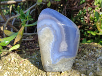 Polished Blue Lace Agate Standing Free Forms x 2 From Malawi - Toprock Gemstones and Minerals