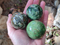 Polished Green Chrysoprase Spheres x 6 From Madagascar - Toprock Gemstones and Minerals