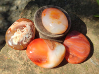 Polished Carnelian Agate Palm Stones x 12 From Madagascar - Toprock Gemstones and Minerals