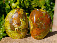 Polished Green Opal Standing Free Forms x 6 From Madagascar - Toprock Gemstones and Minerals