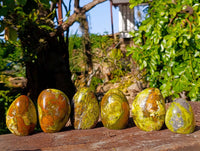 Polished Green Opal Standing Free Forms x 6 From Madagascar - Toprock Gemstones and Minerals