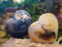 Polished Banded Agate Hearts x 6 From Madagascar - Toprock Gemstones and Minerals